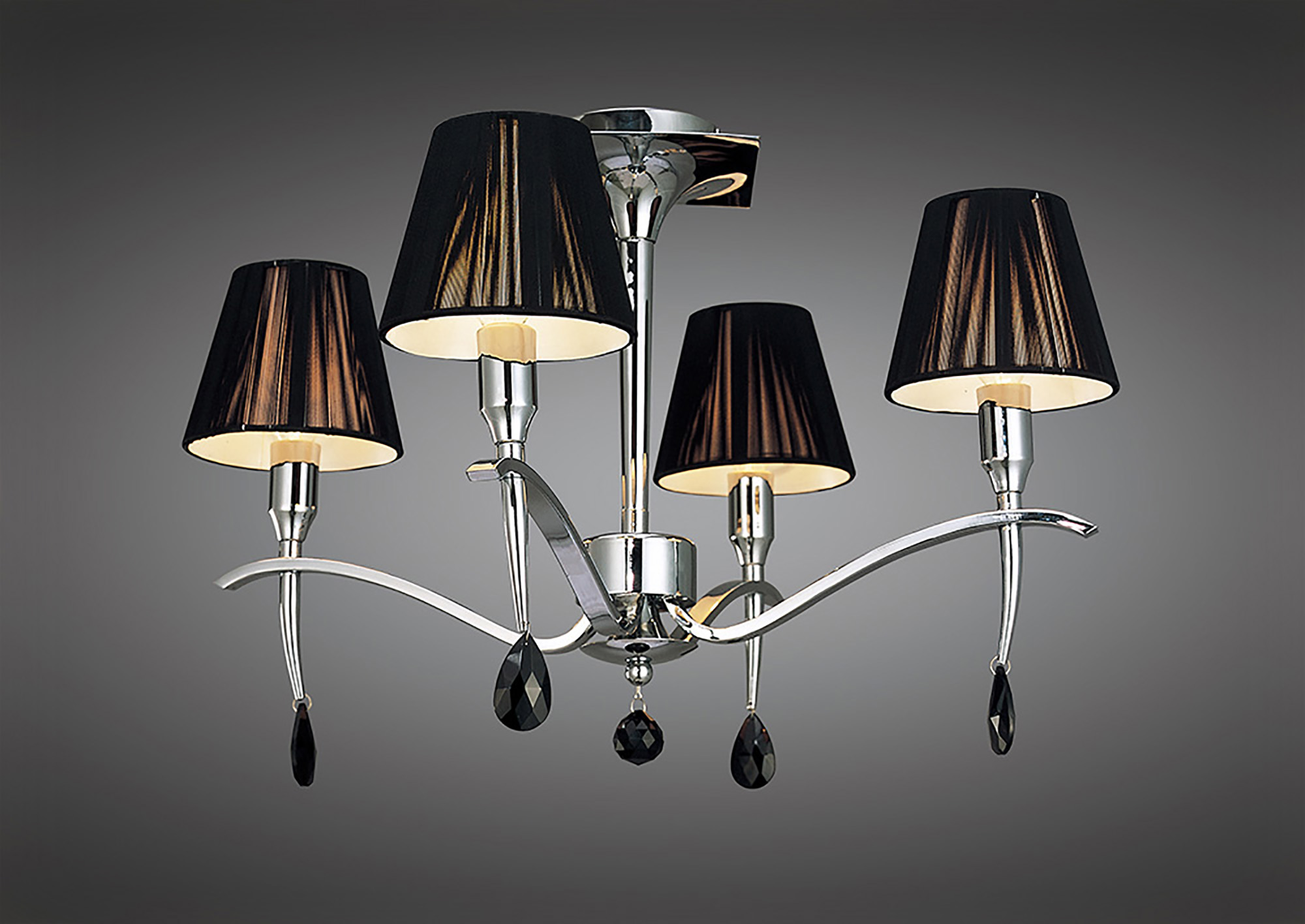 Siena Polished Chrome Crystal Ceiling Lights Mantra Shaded Crystal Fittings